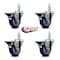Service Caster 3.5'' Blue Poly Wheel Swivel 7/8'' Square Stem Caster Set with Brake, 4PK SCC-SQ20S3514-PPUB-BLUE-PLB-78-4 - alternate 3